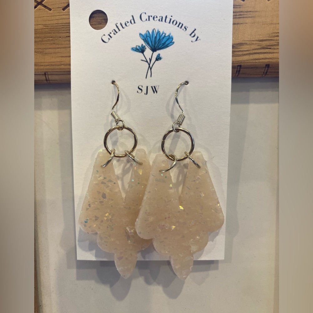 Gold and Cream Drop Earrings